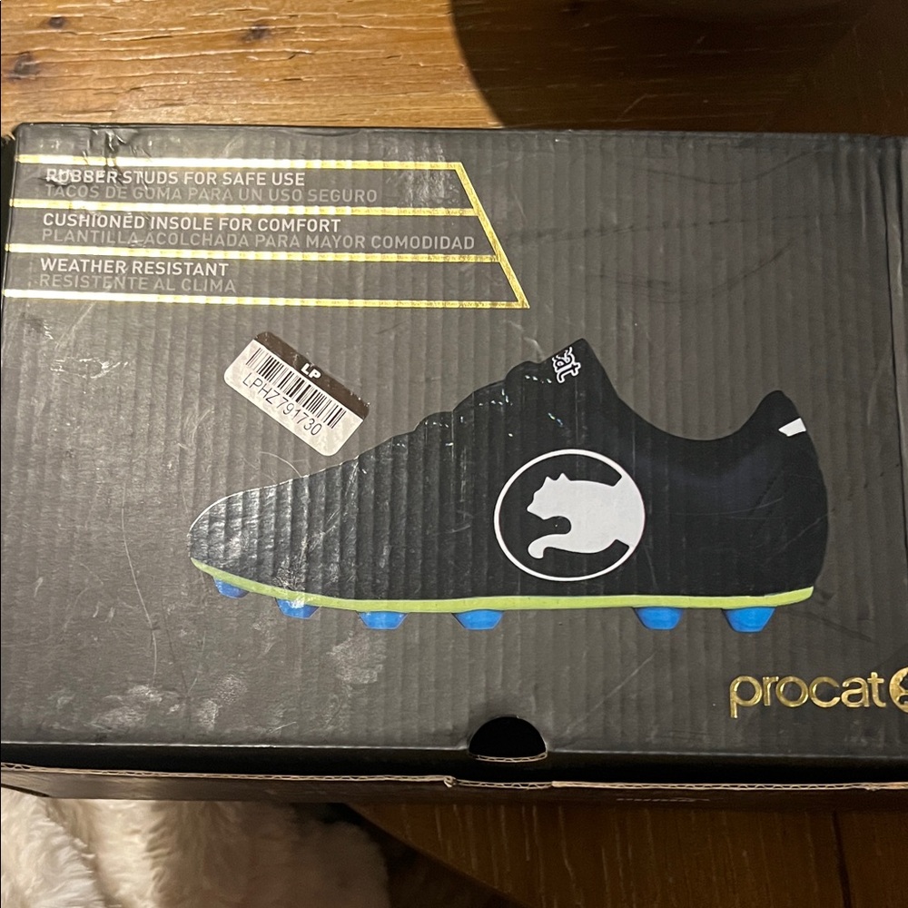 Procat Black Soccer Cleats with Blue Studs size 2 little boy